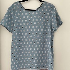 Blue Short Sleeve Paisley Shift Dress